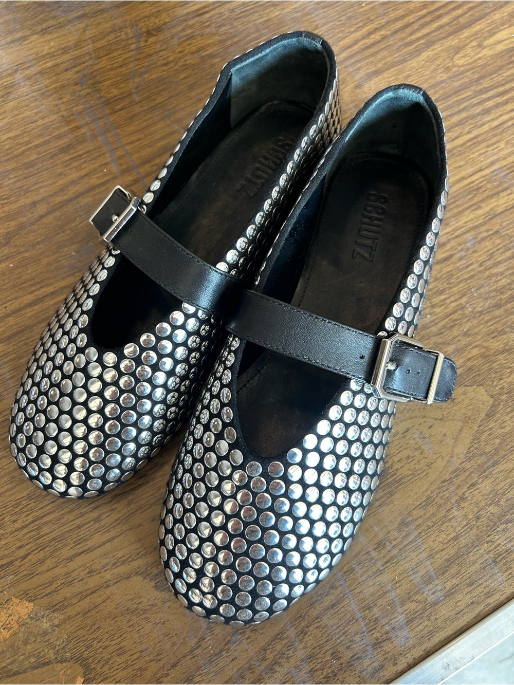 SCHUTZ Black Studded Mary Jane Shoes for Kids